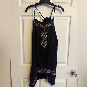 Black Embroidered Strappy Dress